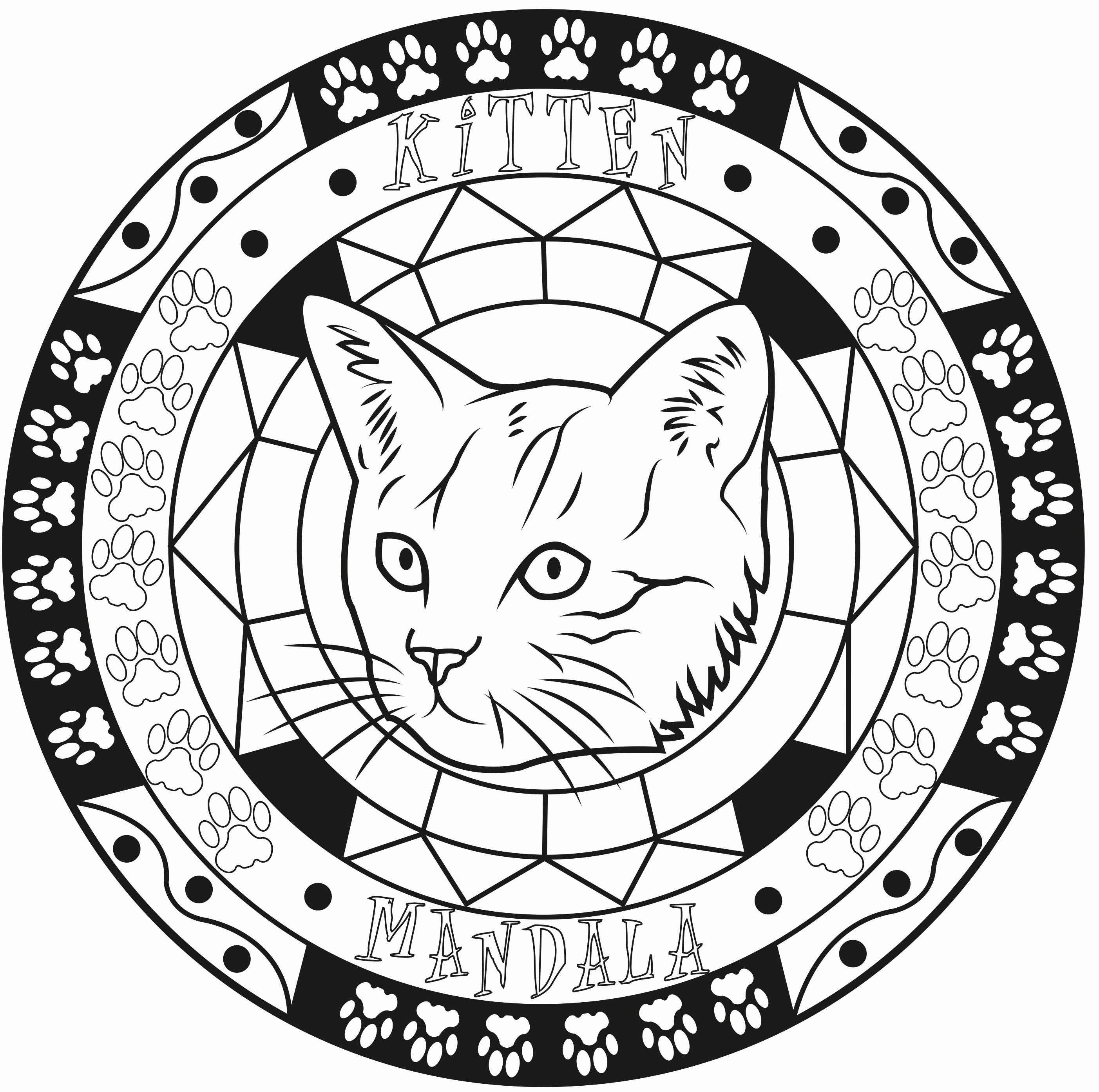 Coloriage Mandala chat élégant adulte - Mandala à imprimer