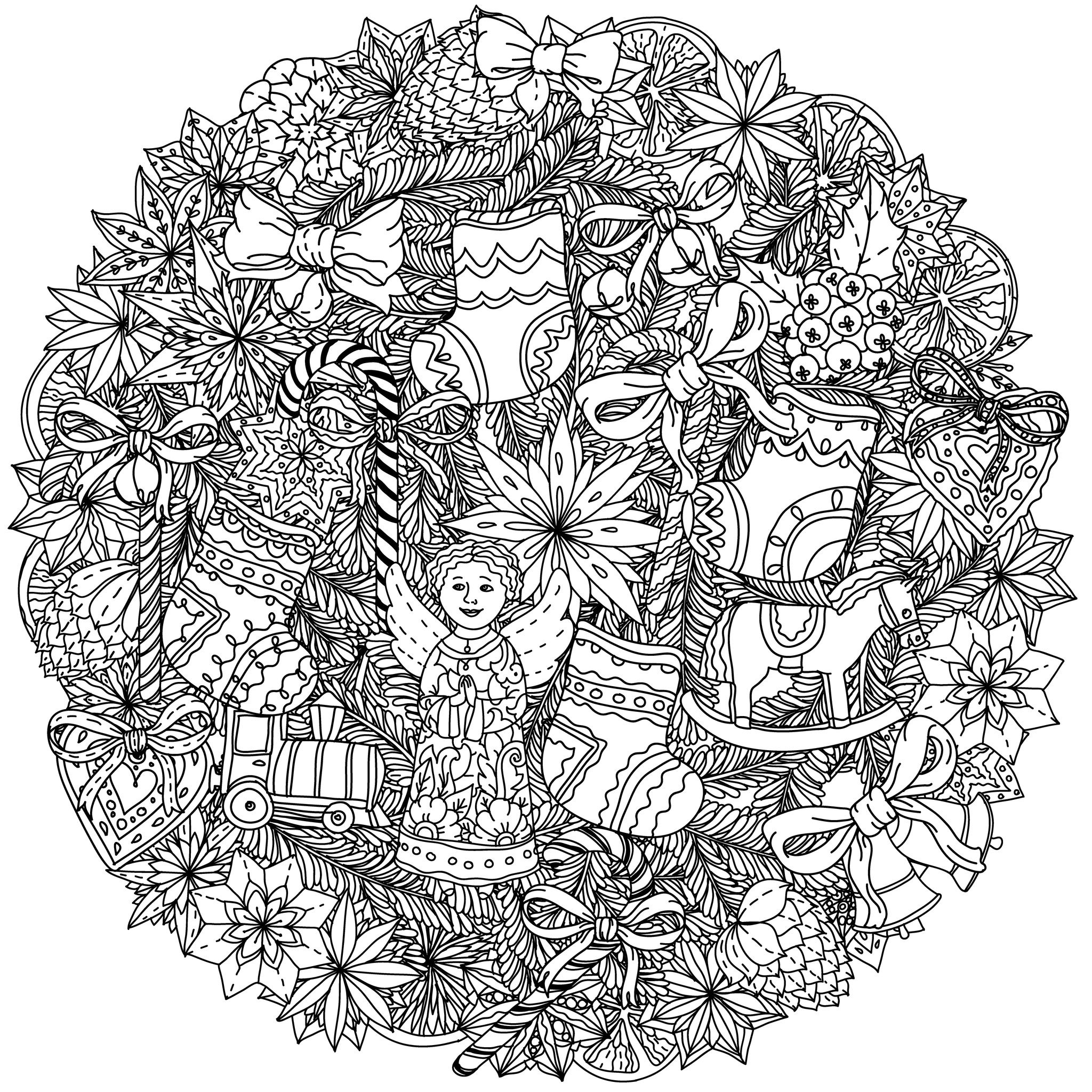 Coloriage Adulte Mandala Noël Complexe - Noël adulte à imprimer