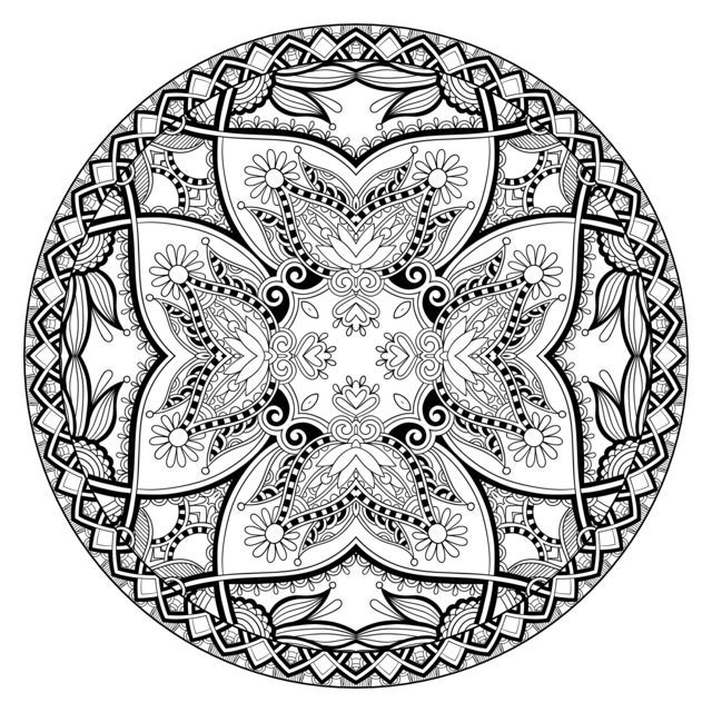 Coloriage Mandala Géométrique Karakotsya Symétrique - Adulte à imprimer