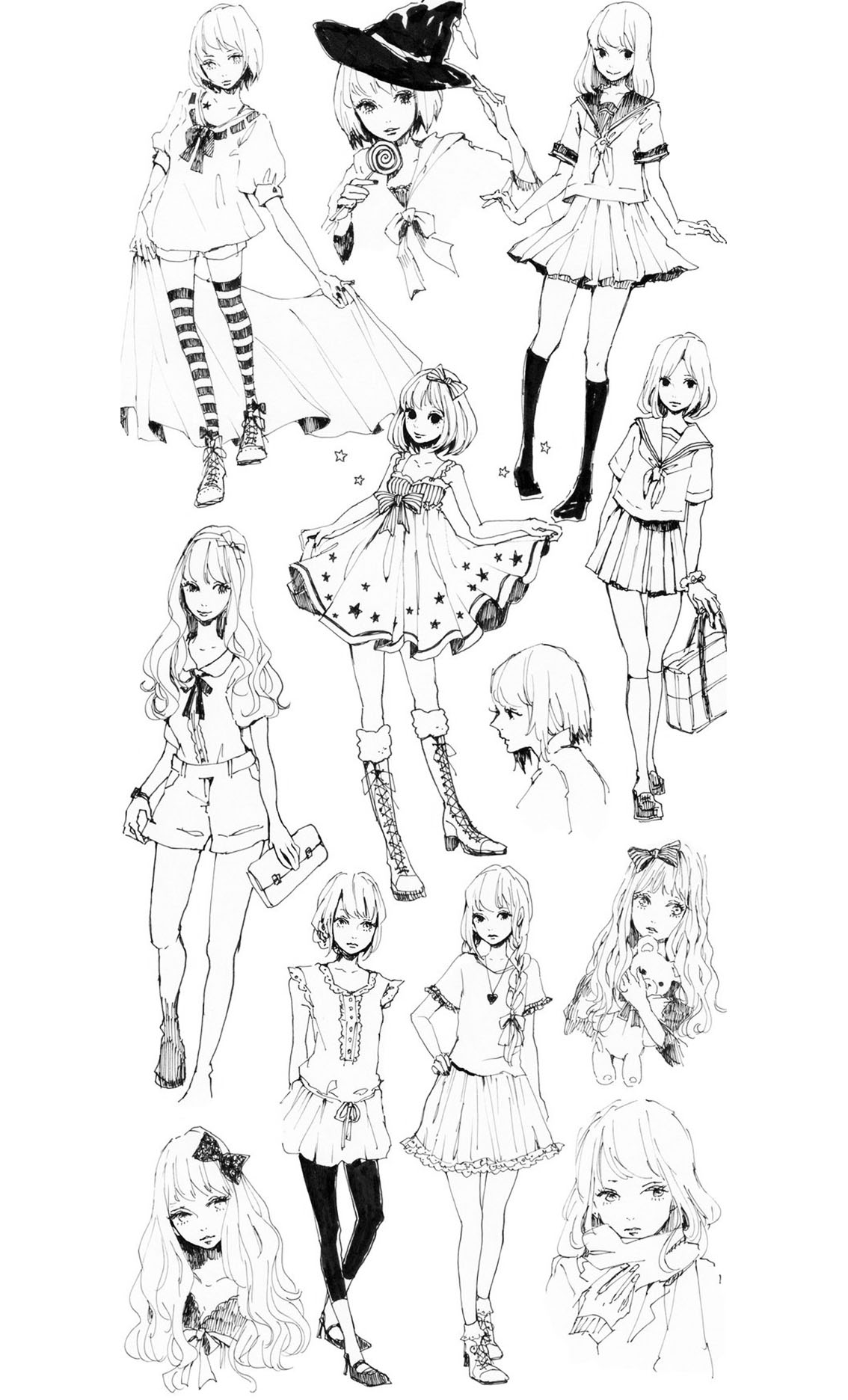 Coloriage Adulte Mode Vetements Style Mangas - Manga à imprimer