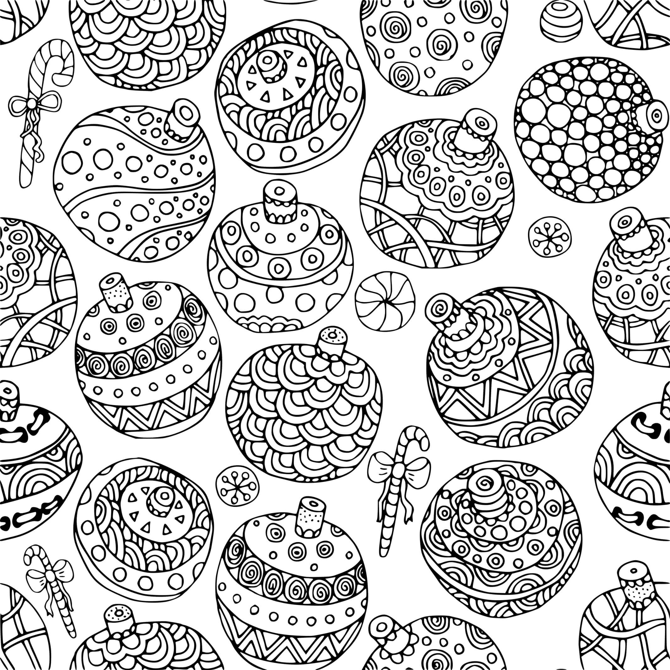 Coloriage Adulte Noël Boules Décorations - Boule de Noël à imprimer