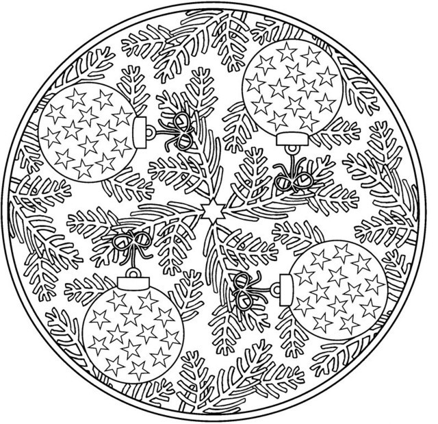 Coloriage Adulte Noël Mandala - Adulte à imprimer