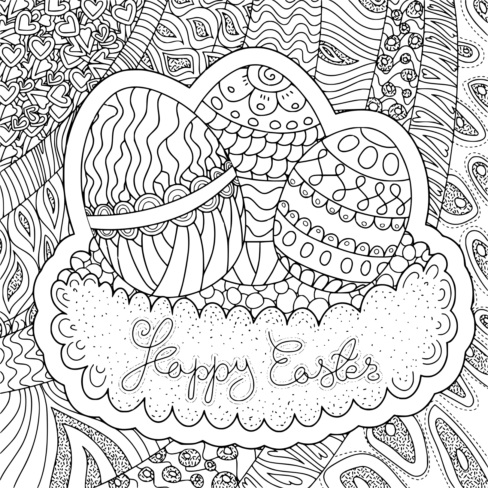 Coloriage Adulte Pâques Pattern Easter - Pâques adulte à imprimer