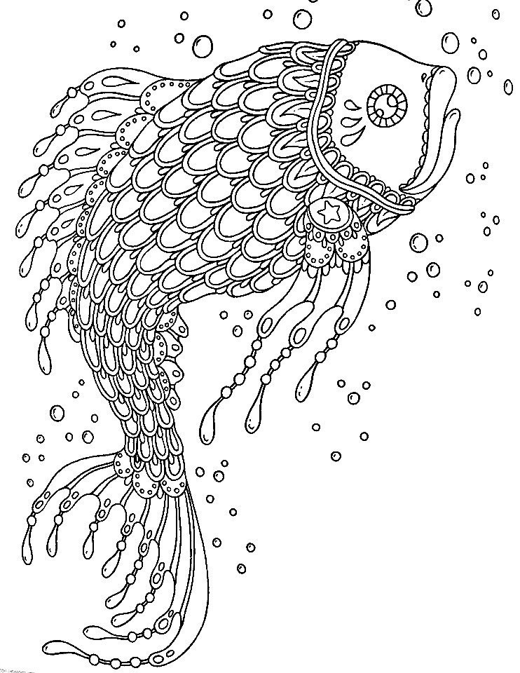 Coloriage Adulte Poisson Dans L'eau - Adulte à imprimer