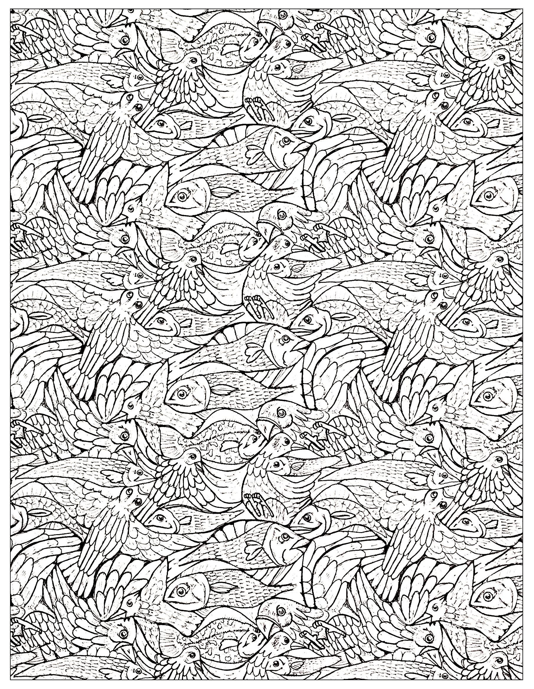 Coloriage Adulte Poissons 2 - Poisson à imprimer