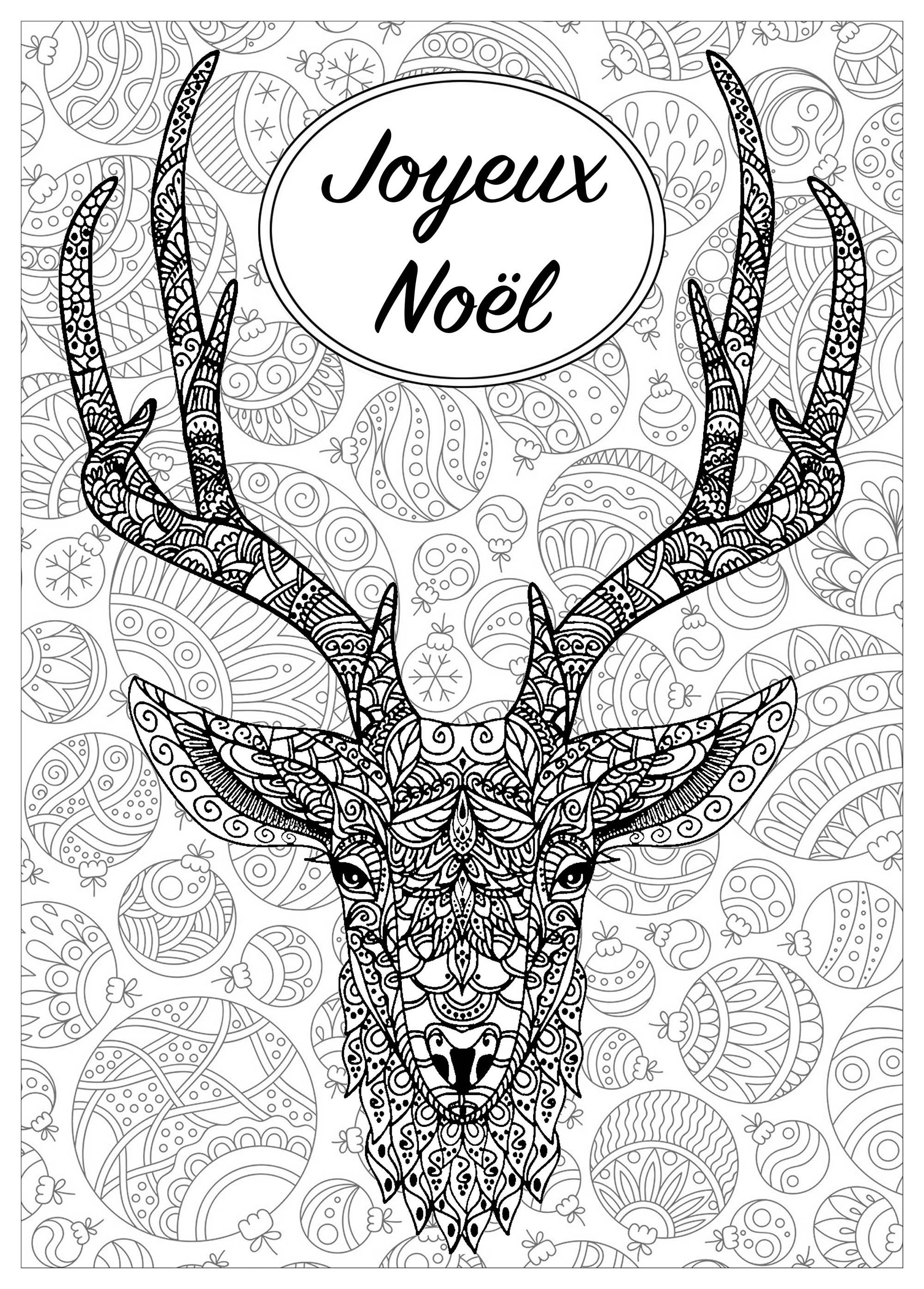 Coloriage Adulte Renne Noël Avec Texte - Noël adulte à imprimer