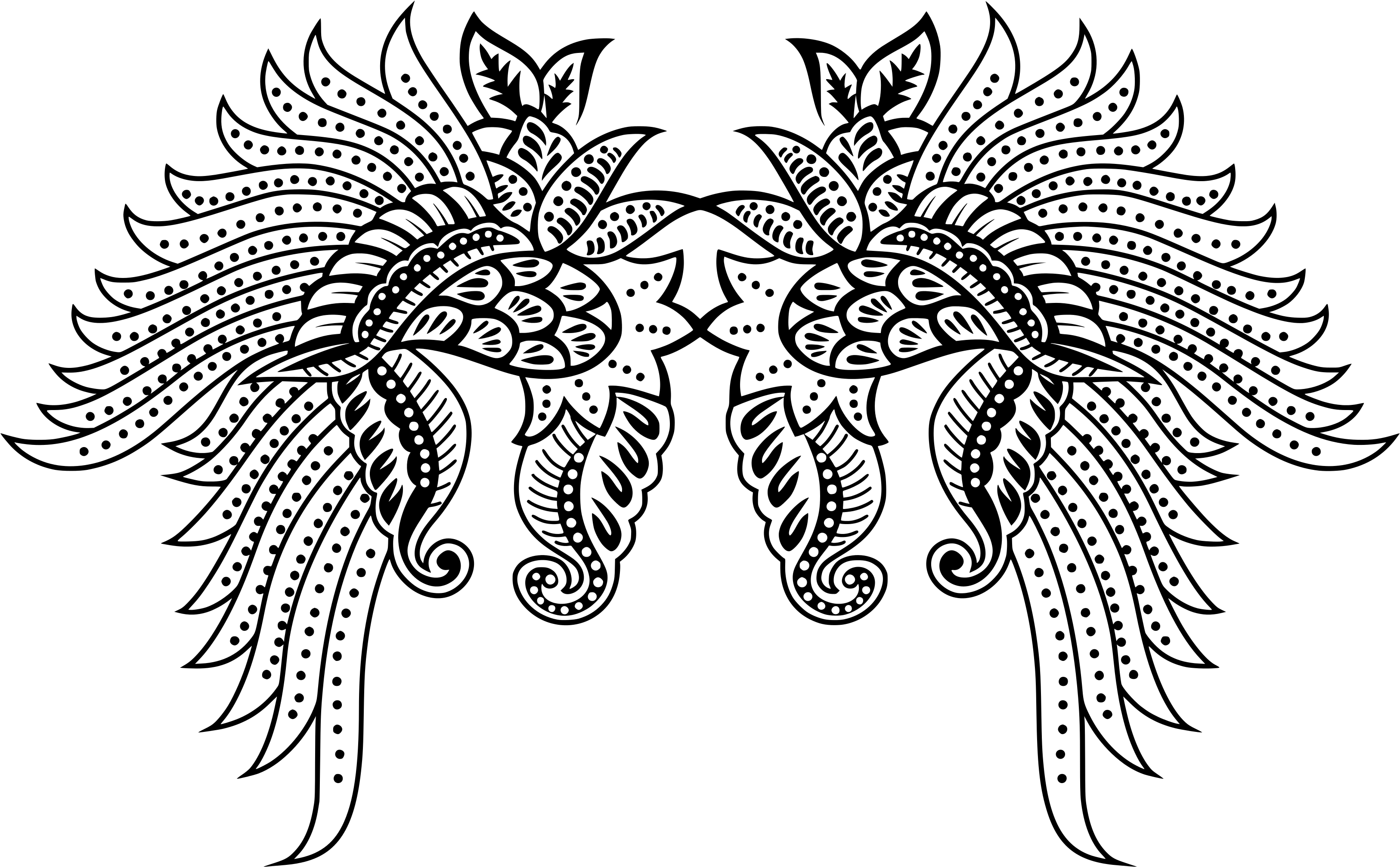 Coloriage Adulte Tatouage Ailes Avec Motifs Fleurss - Adulte à imprimer