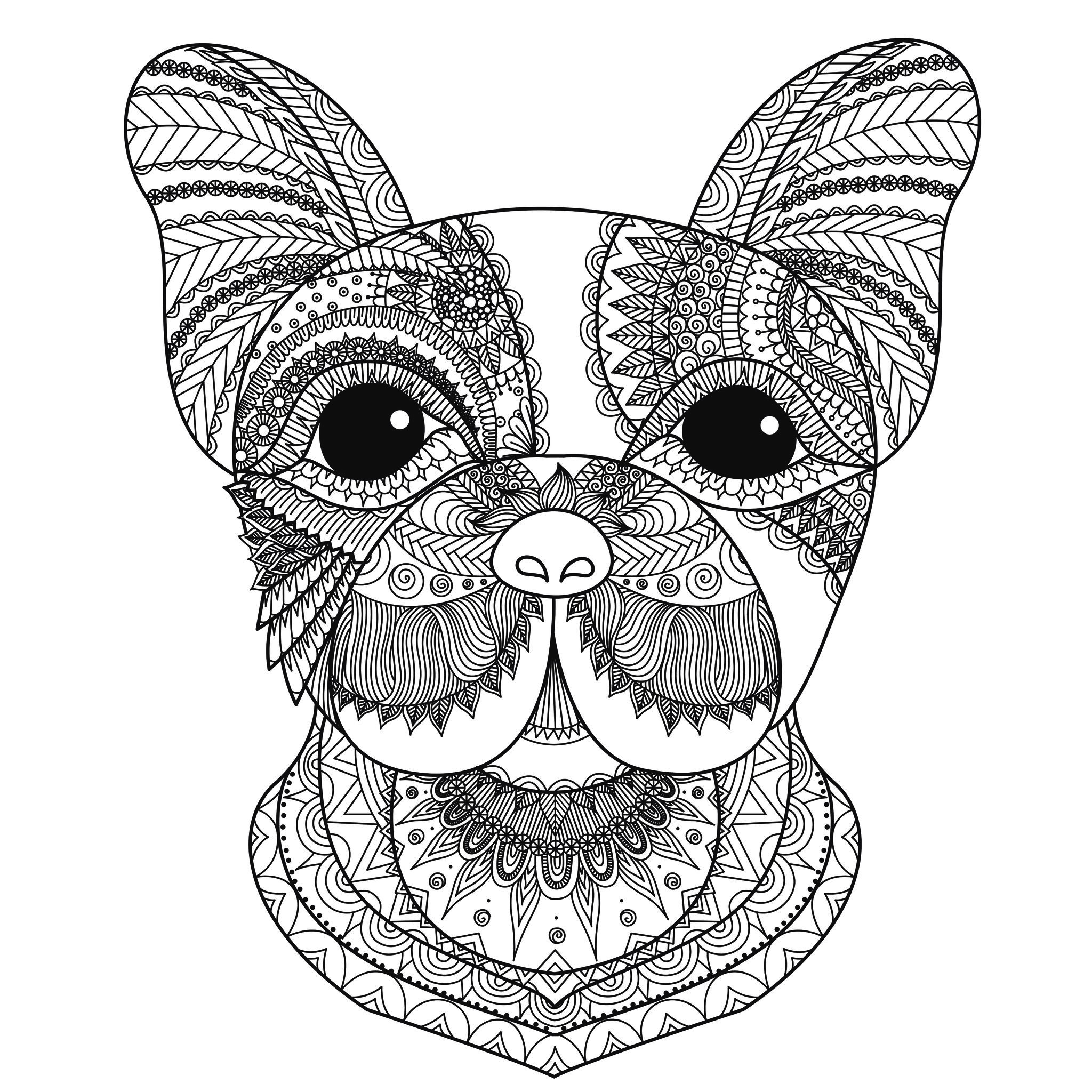 Coloriage Adulte Tête De Chien Bimdeedee - Chien à imprimer