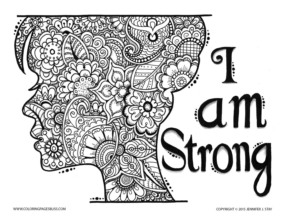 Coloriage Adulte Zen Et Anti Stress I Am Strong - Adulte à imprimer