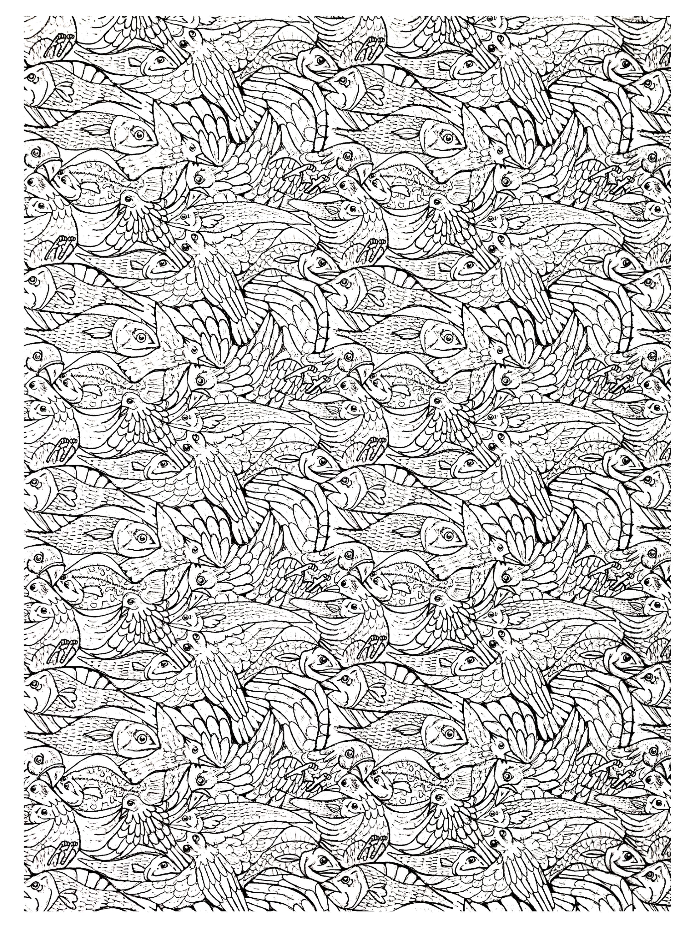 Coloriage Adultes Poissons Complexe - Poisson à imprimer