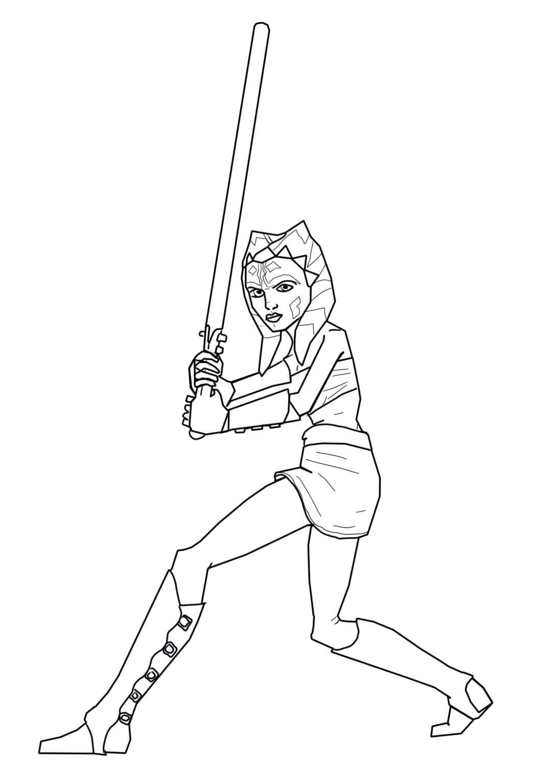 Coloriage Ahsoka Tano - Les Guerres des Clones - Star wars à imprimer