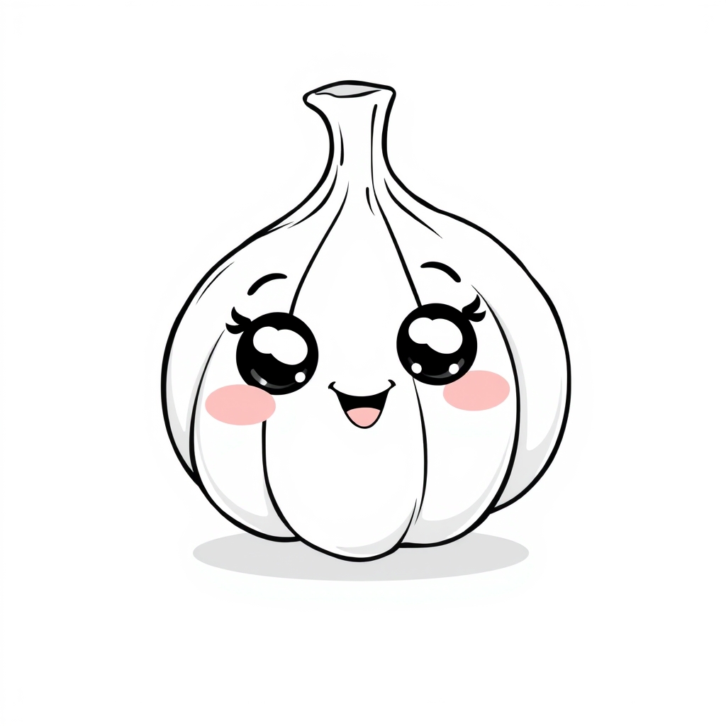 Coloriage Ail Facile Légumes Kawaii - Legumes à imprimer