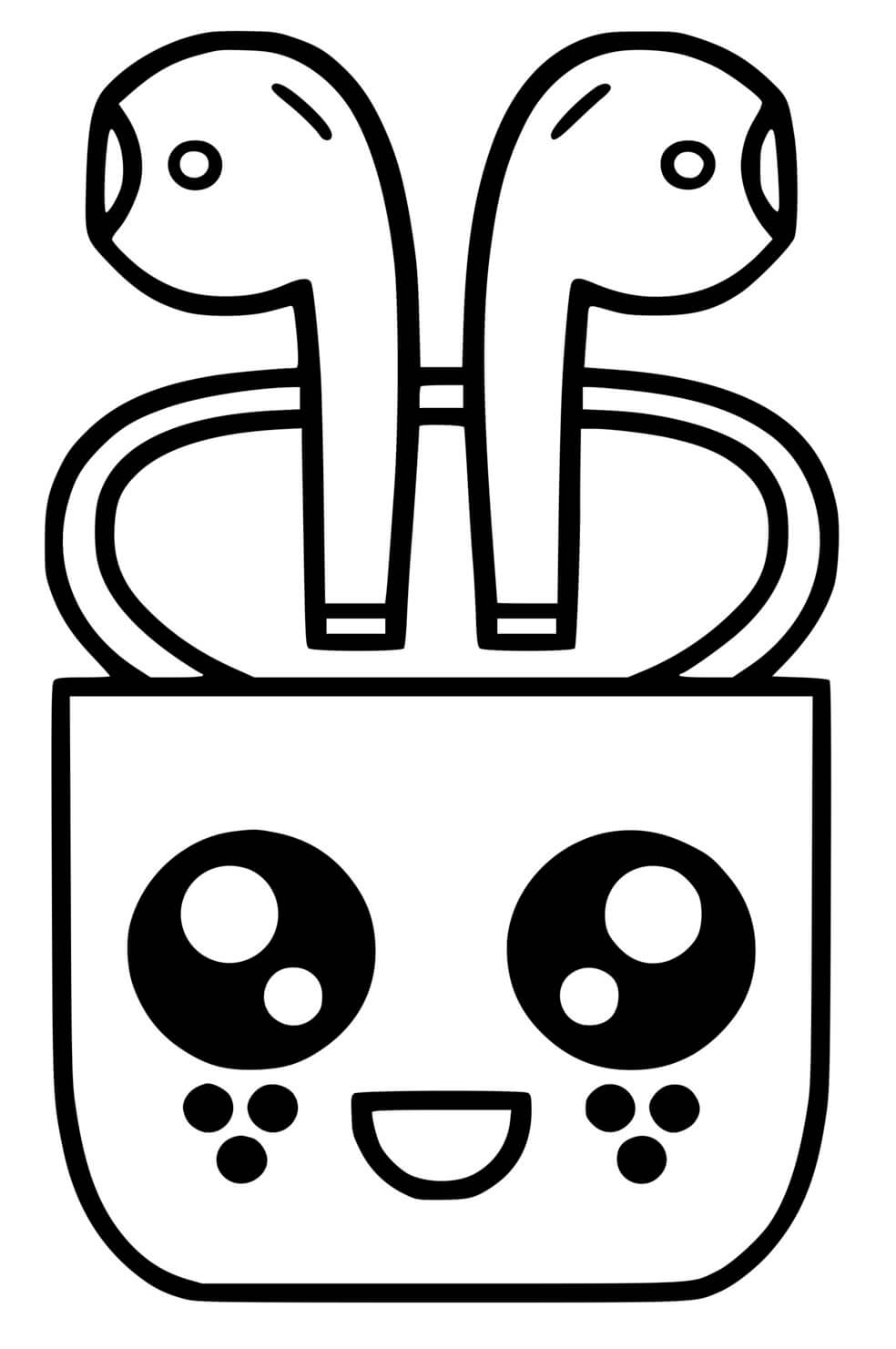 Coloriage Airpods Apple Dessin Kawaii - Dessin kawaii à imprimer