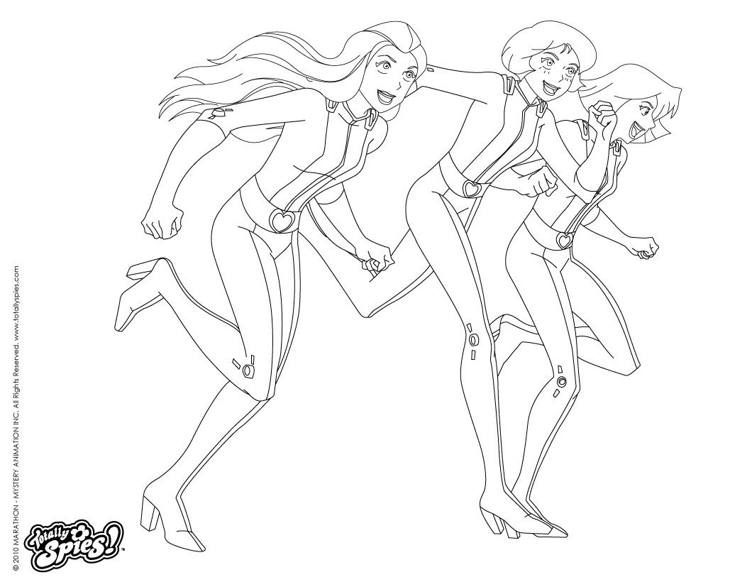 Coloriage Alex Et Clover En Pleine Course - Totally spies à imprimer