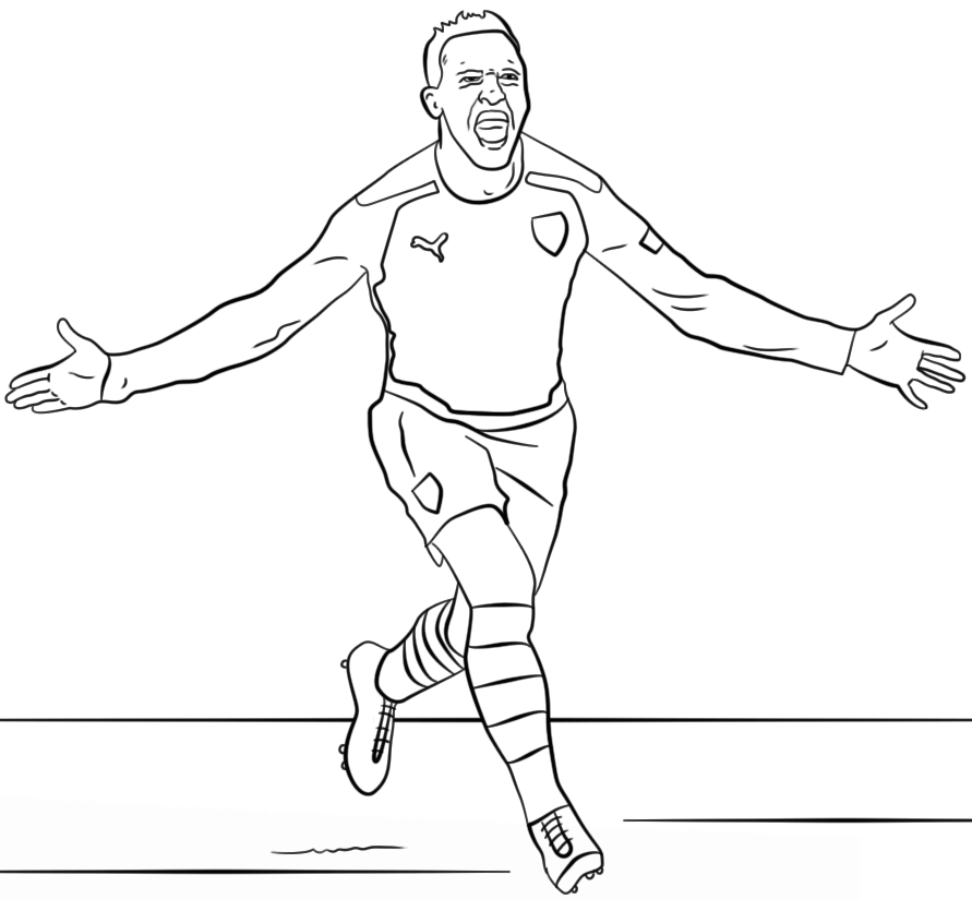 Coloriage Alexis Sanchez Foot Football - Foot à imprimer