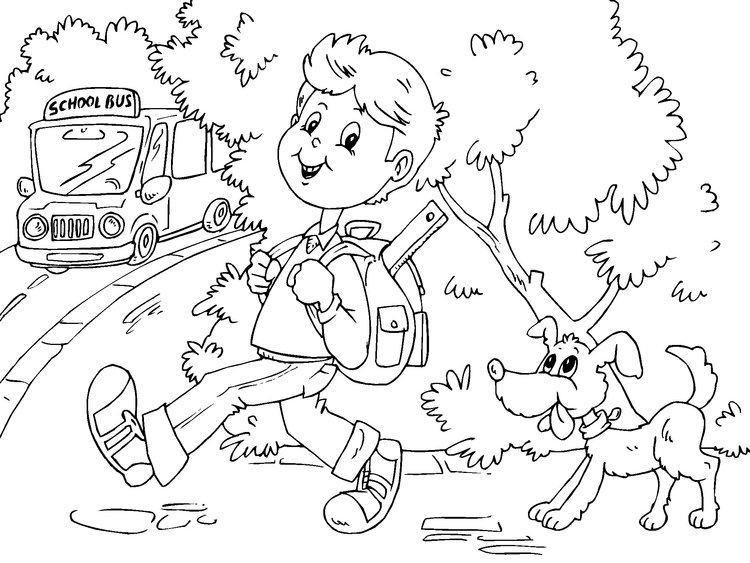 Coloriage Aller A L'école Par Autobus Scolaire - École à imprimer