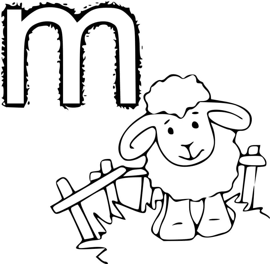 Coloriage Alphabet M Pour Mouton - Mouton à imprimer