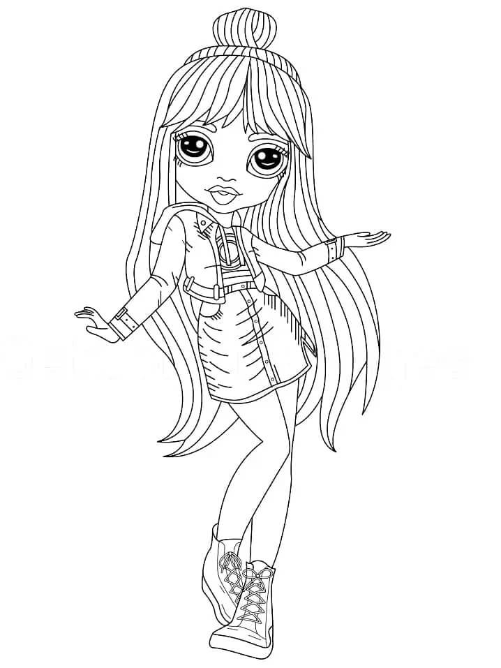 Coloriage Amaya Raine Dans Une Pose Amicale - Rainbow high à imprimer