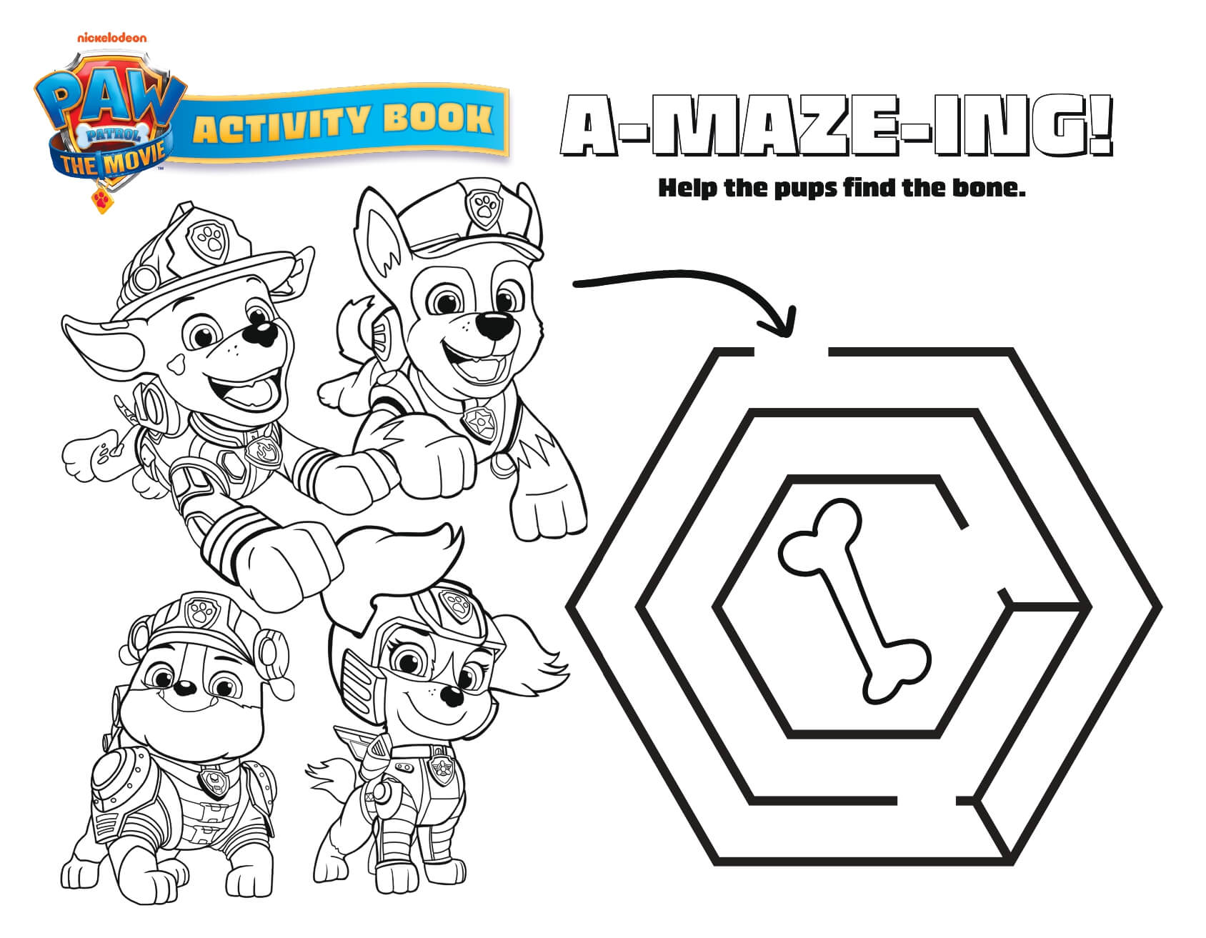 Coloriage Amazing Help The Pups Find The Bone Pat Patrouille Le Film - Pat patrouille à imprimer