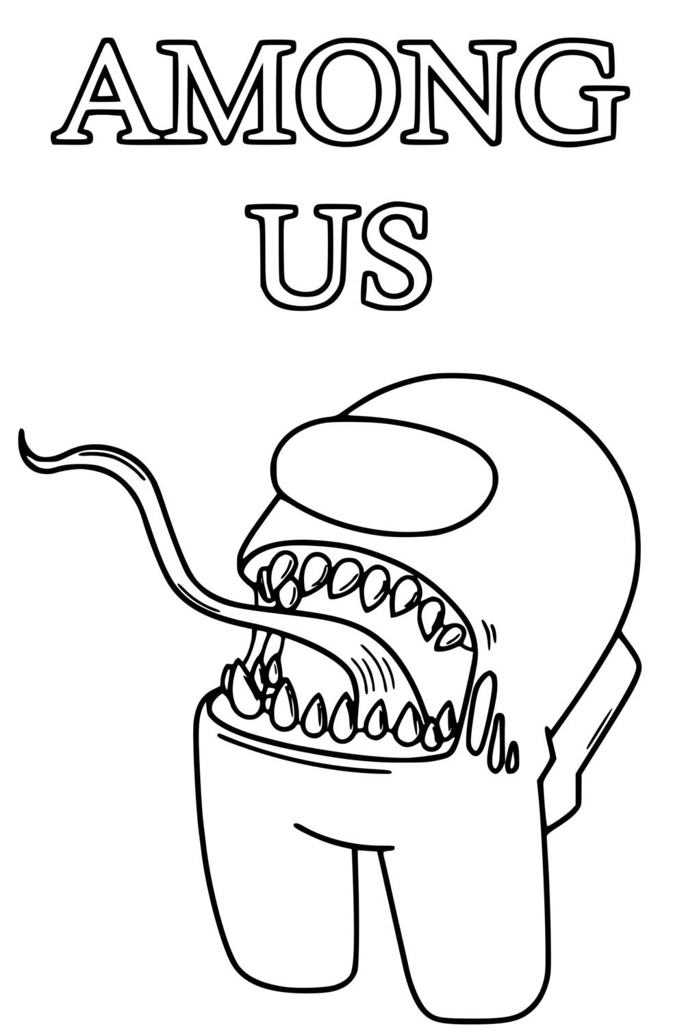 Coloriage Among Us Avec Une Langue Elastique - Among us à imprimer