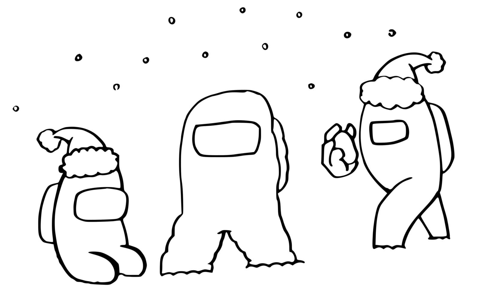 Coloriage Among Us En Hiver Avec De La Neige - Among us à imprimer
