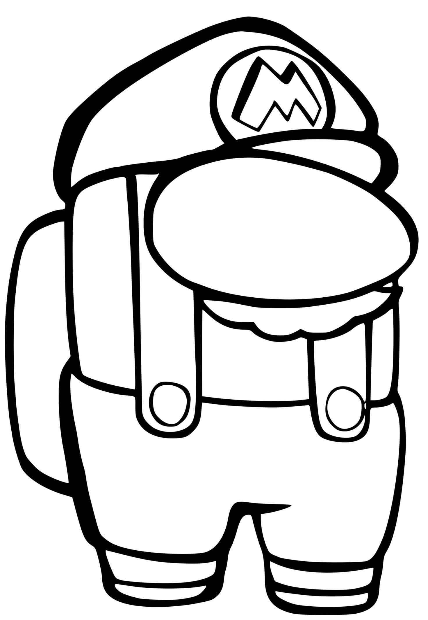 Coloriage Among Us Mario - Among us à imprimer