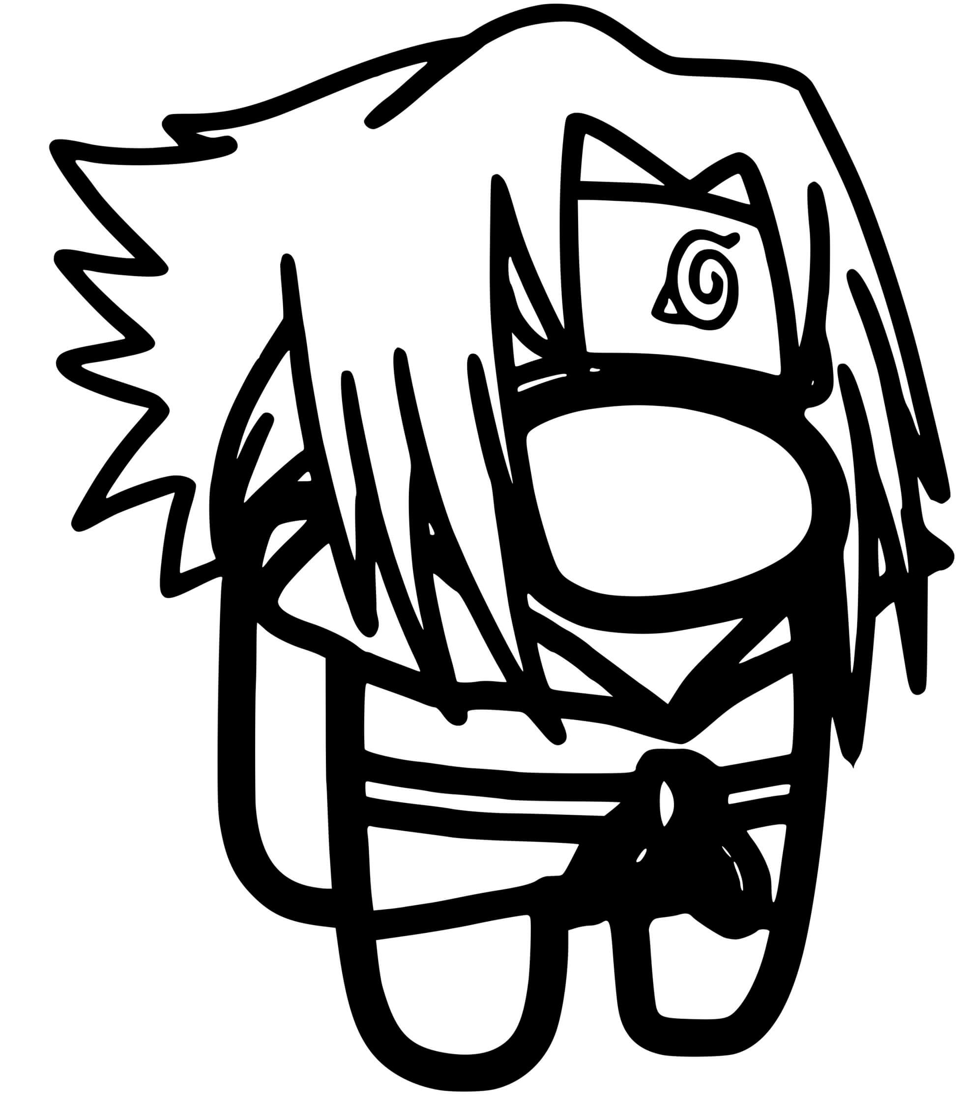 Coloriage Among Us Sasuke Manga Naruto - Among us à imprimer