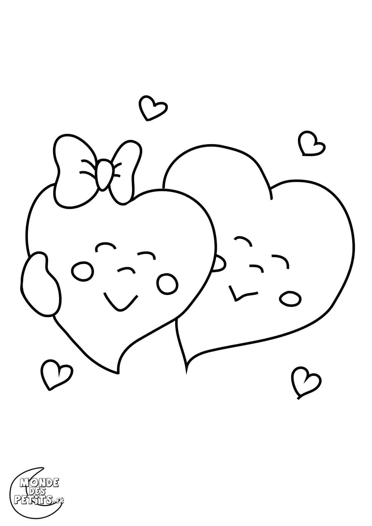Coloriage Amoureux Cœur - Titounis à imprimer
