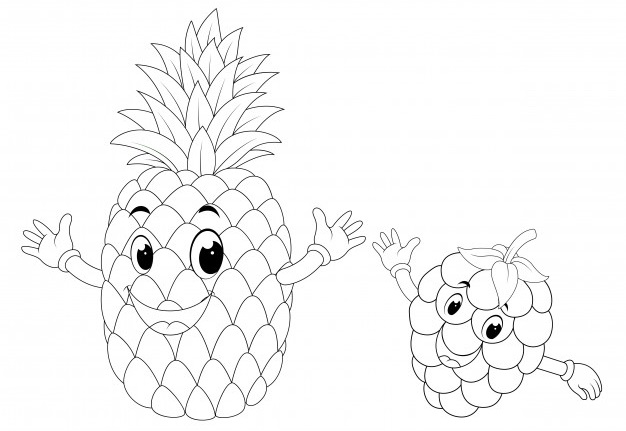 Coloriage Ananas Framboise Fruits - Ananas à imprimer