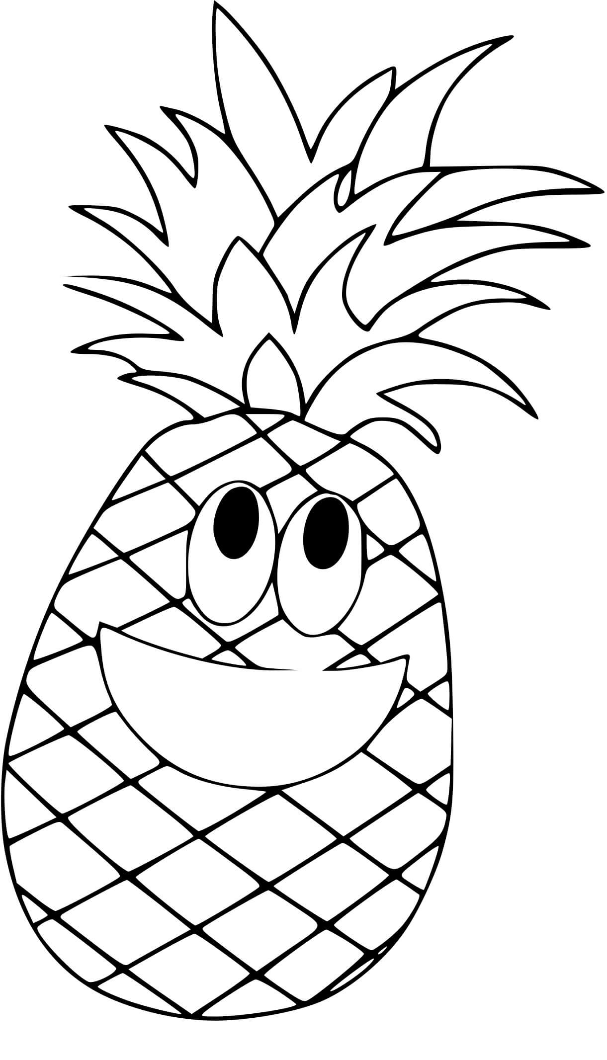 Coloriage Ananas Joyeux Dessin Anime - Ananas à imprimer