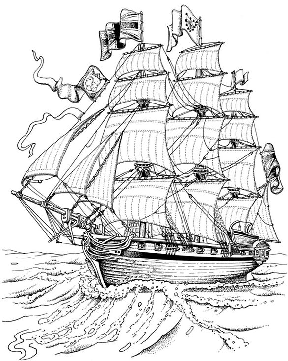 Coloriage Ancien Navire - Bateau à imprimer