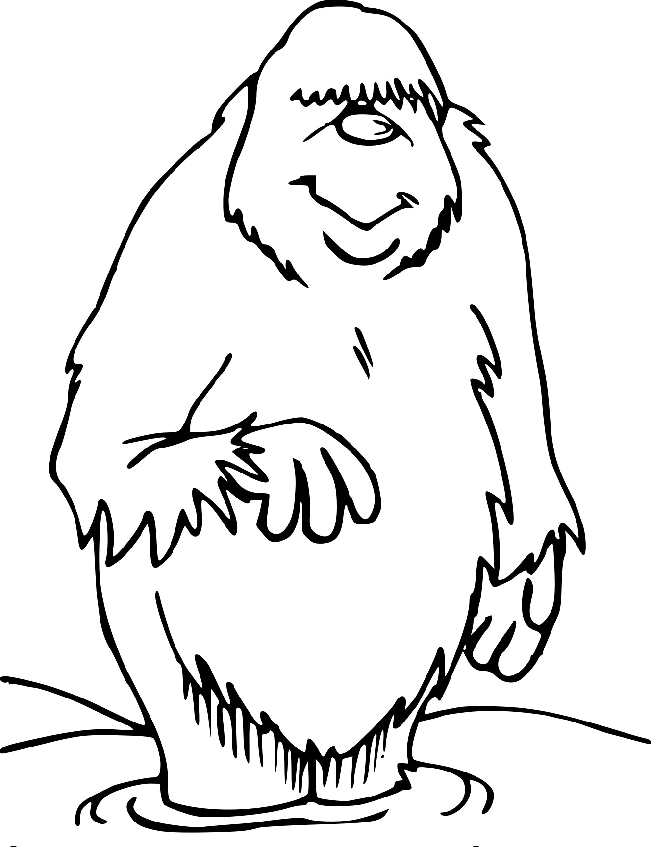 Coloriage Ancien Yeti Au Froid - Yeti à imprimer