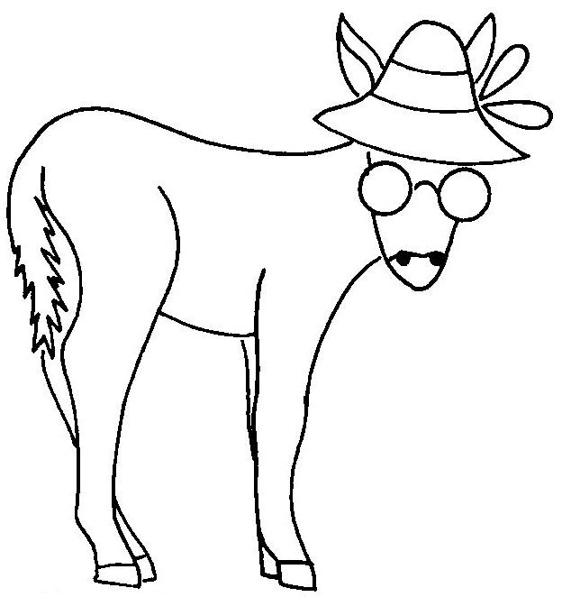Coloriage Âne Avec Chapeau Et Lunettes - Âne à imprimer
