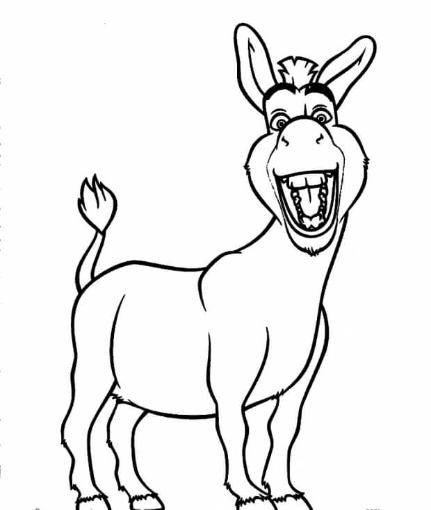Coloriage Âne De Shrek Joyeux - Shrek à imprimer