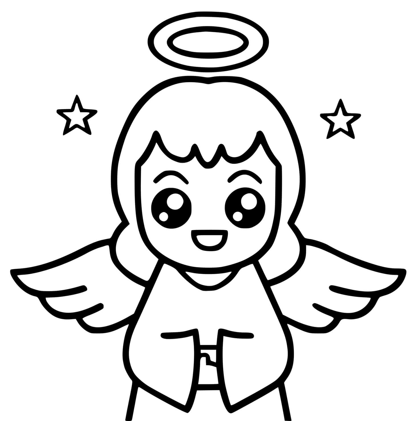 Coloriage Ange Dessin Kawaii - Dessin kawaii à imprimer