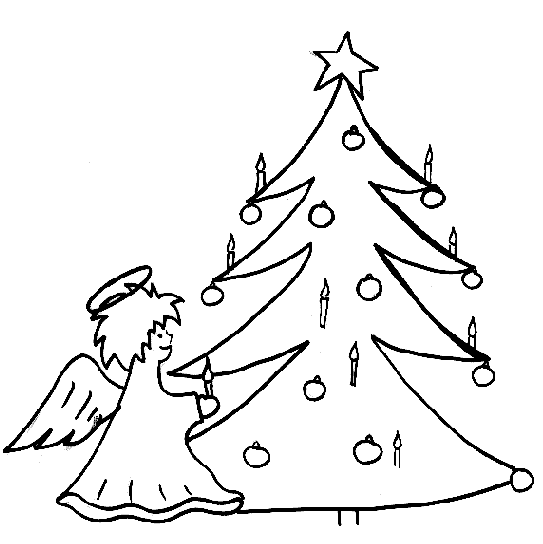 Coloriage Ange Sapin Noël - Noël à imprimer
