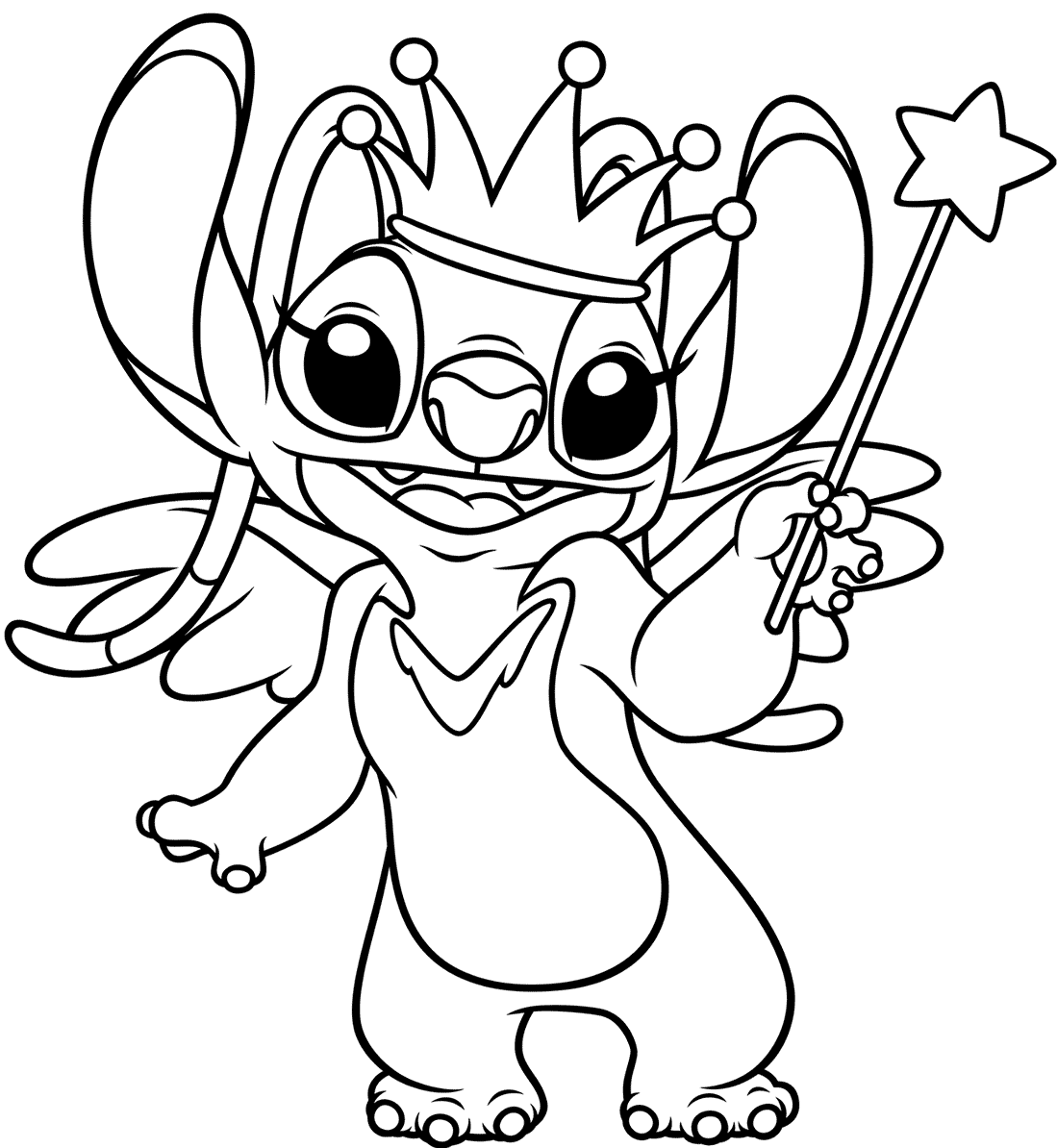 Coloriage Angel Queen Princess Stitch - Angel de stitch à imprimer