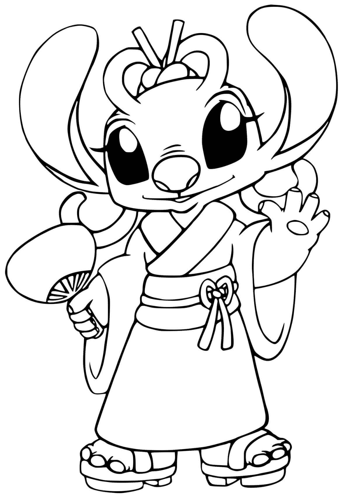 Coloriage Angel Stitch Au Spa Pour Se Reposer - Angel de stitch à imprimer