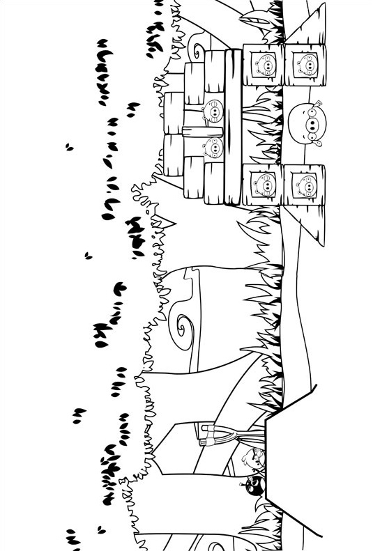 Coloriage Angry Birds - Lance-pierre prêt à tirer - Angry birds à imprimer