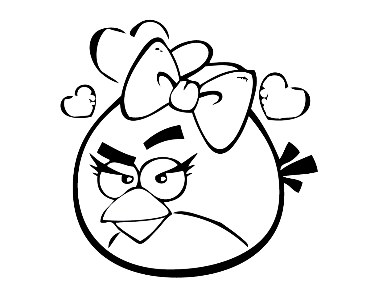Coloriage Angry Birds - Amour et cœurs - Angry birds à imprimer