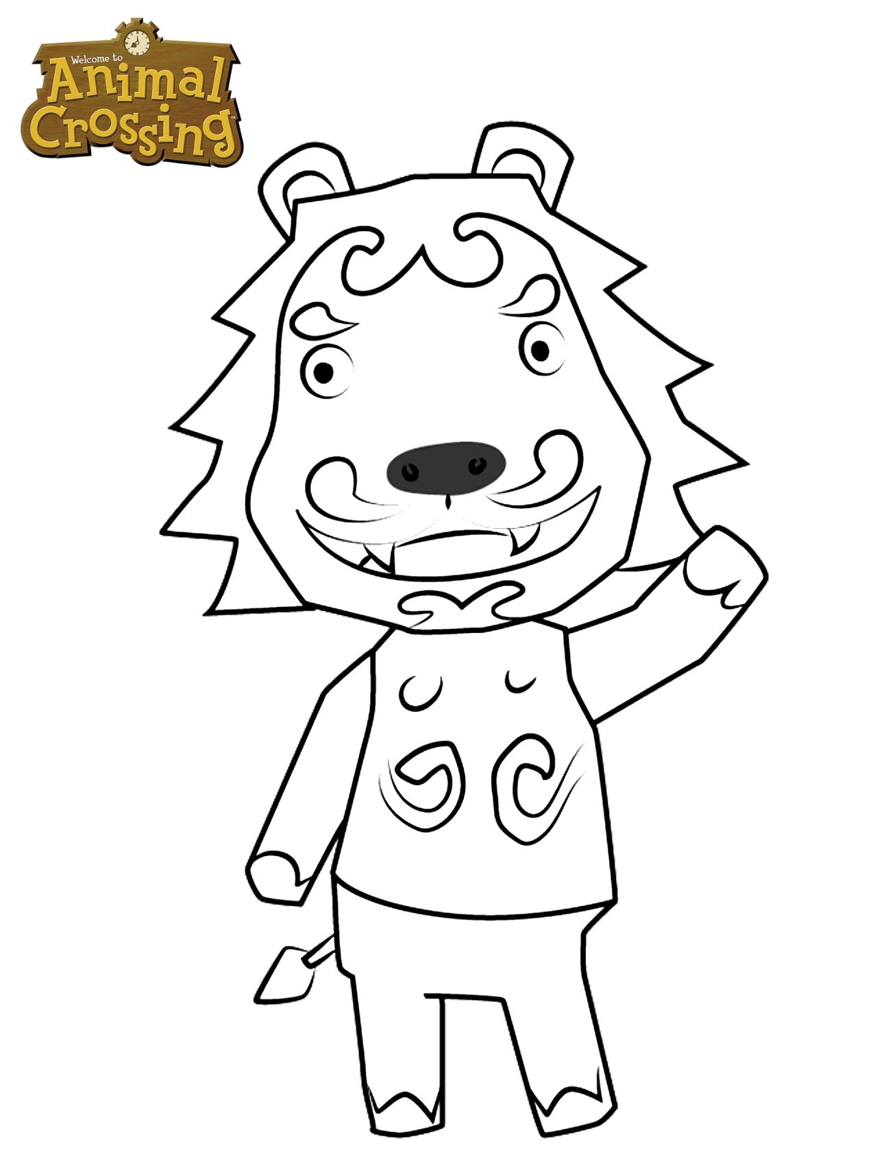 Coloriage Animal Crossing Lion - Animal crossing à imprimer