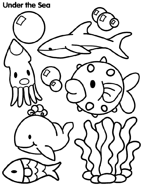 Coloriage Animaux De La Mer Et Des Oceans Mignon - Animaux mignon à imprimer