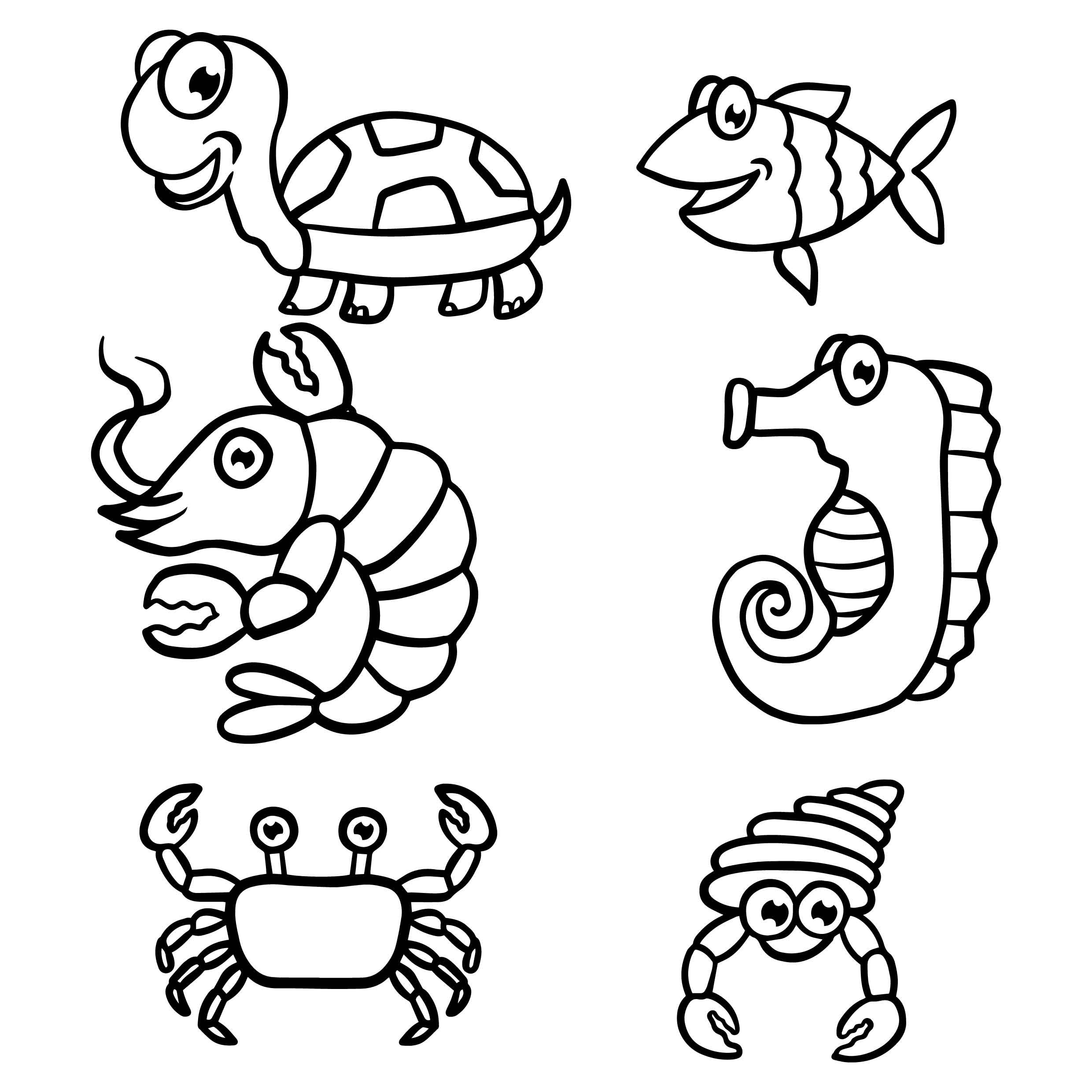 Coloriage Animaux De La Mer Et Marin Maternelle - Animaux de la mer à imprimer
