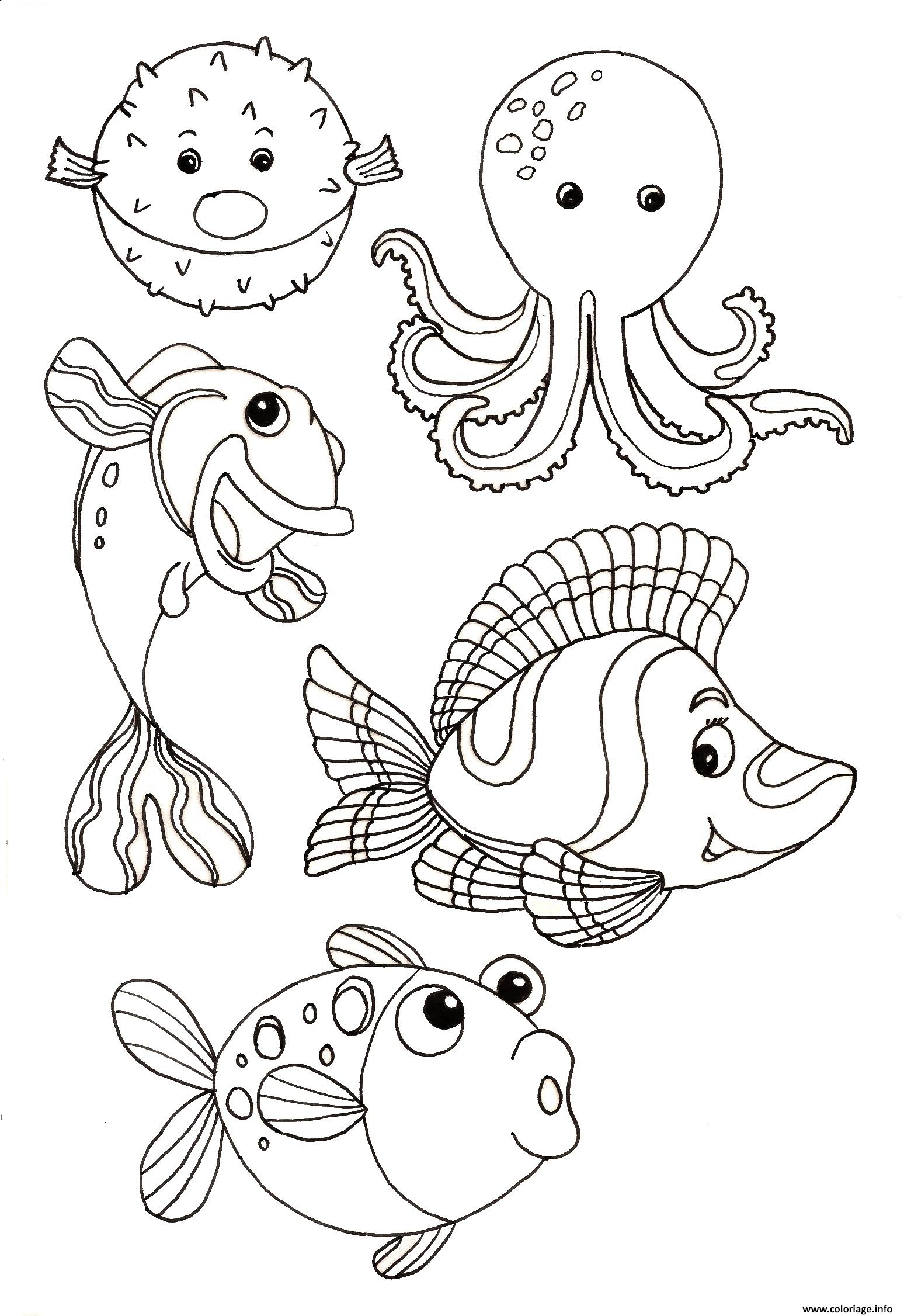Coloriage Animaux Marin De La Mer Pour Enfants - Animaux de la mer à imprimer