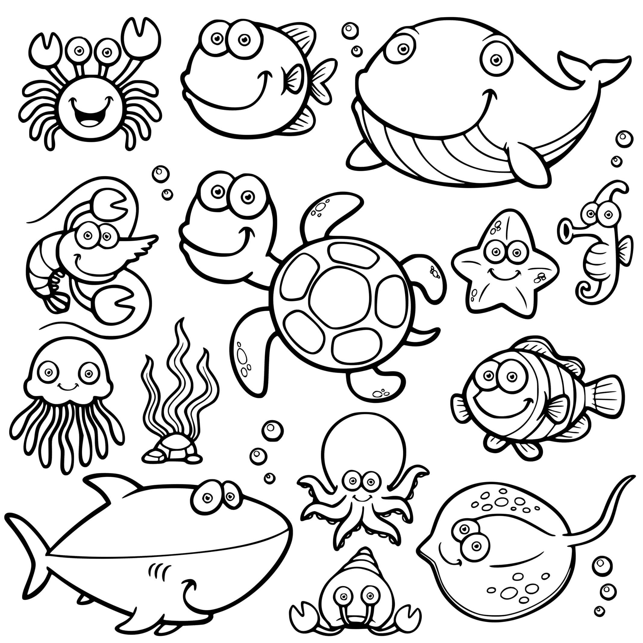 Coloriage Animaux Marin Mignon - Animaux de la mer à imprimer