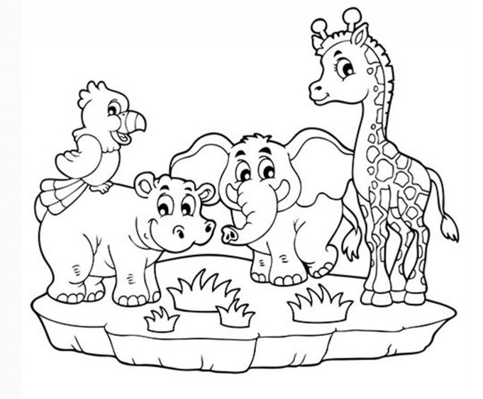 Coloriage Animaux Maternelle De La Jungle - Animaux à imprimer