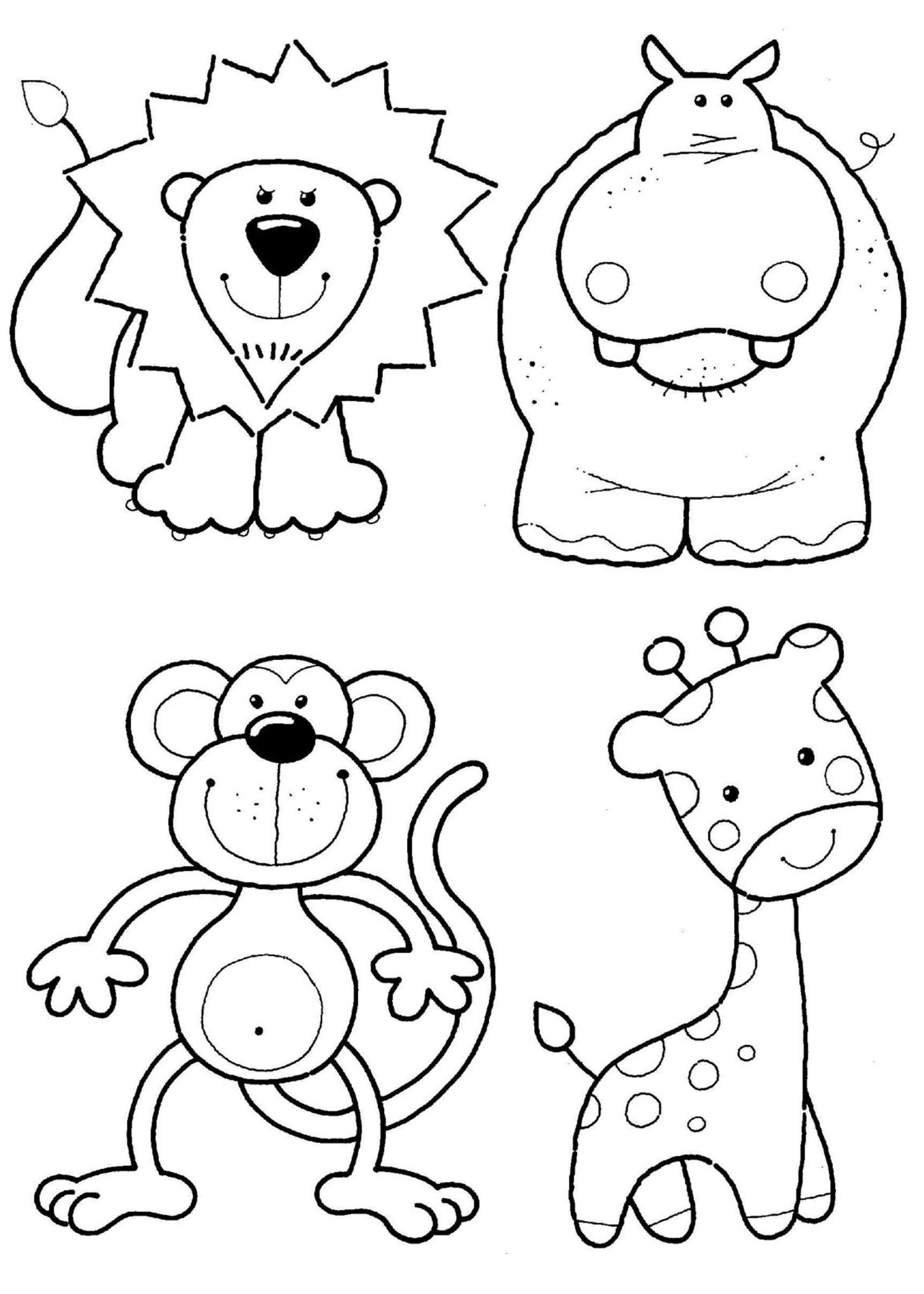 Coloriage Animaux Maternelle Lion Singe Giraffe - Animaux à imprimer