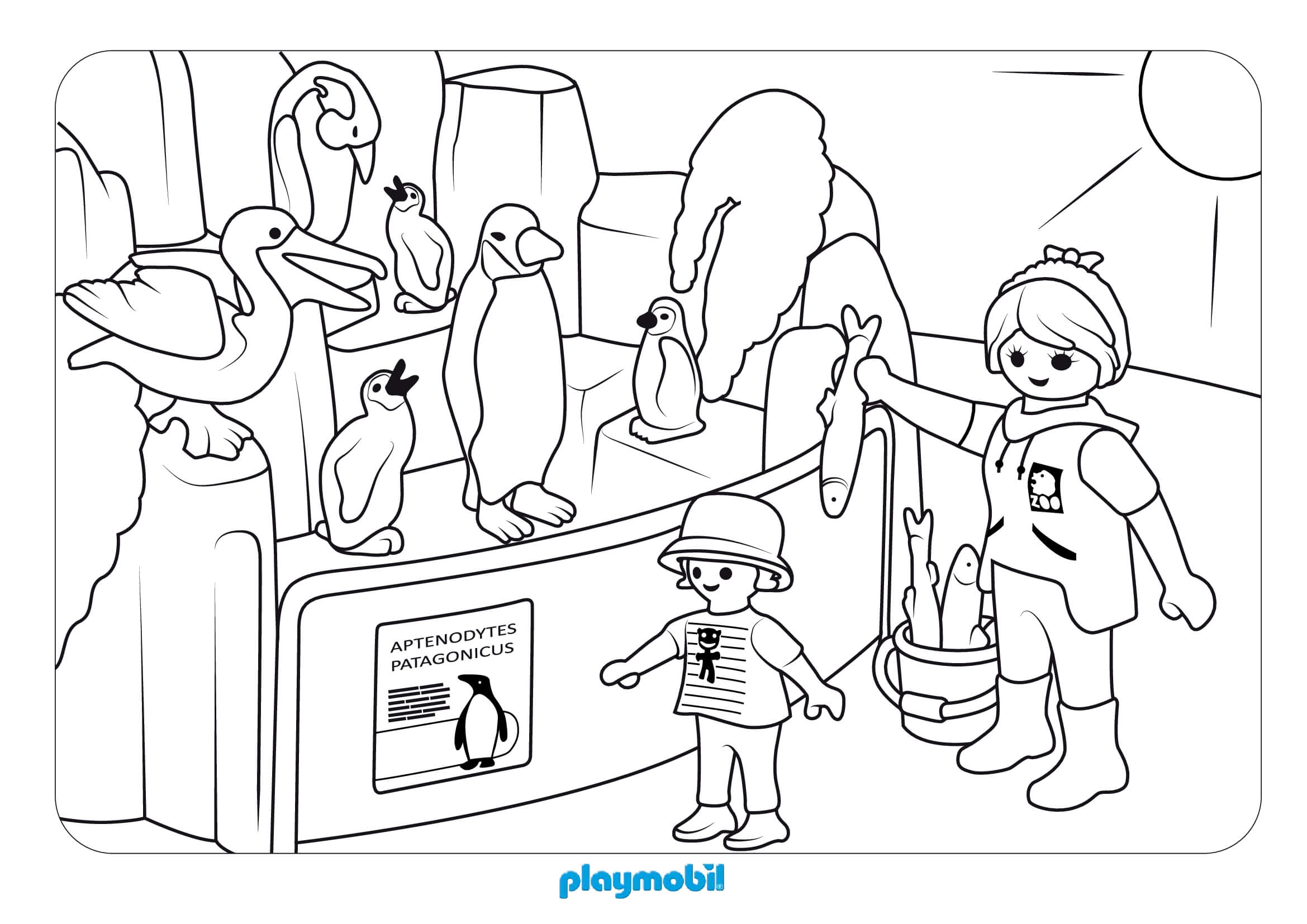Coloriage Playmobil Zoo Animaux et Soigneurs - Playmobil à imprimer