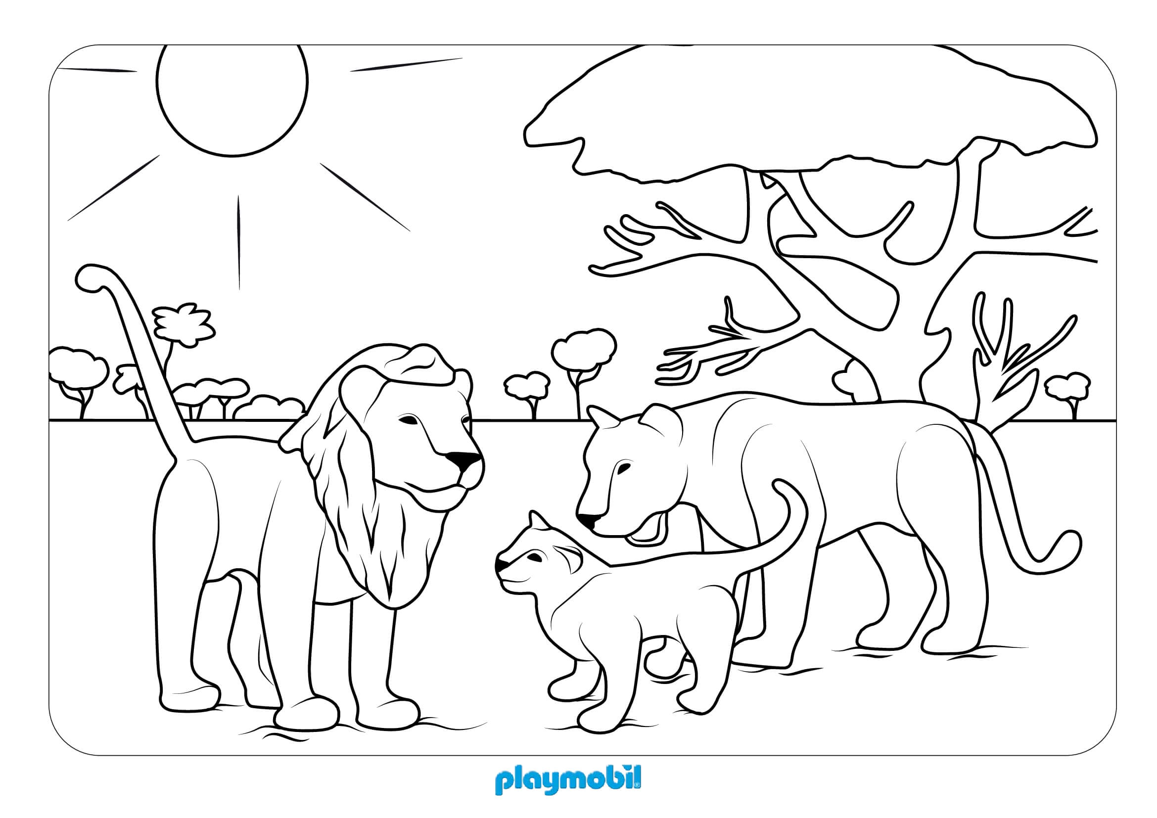 Coloriage Zoo Playmobil avec animaux et soigneurs - Playmobil à imprimer