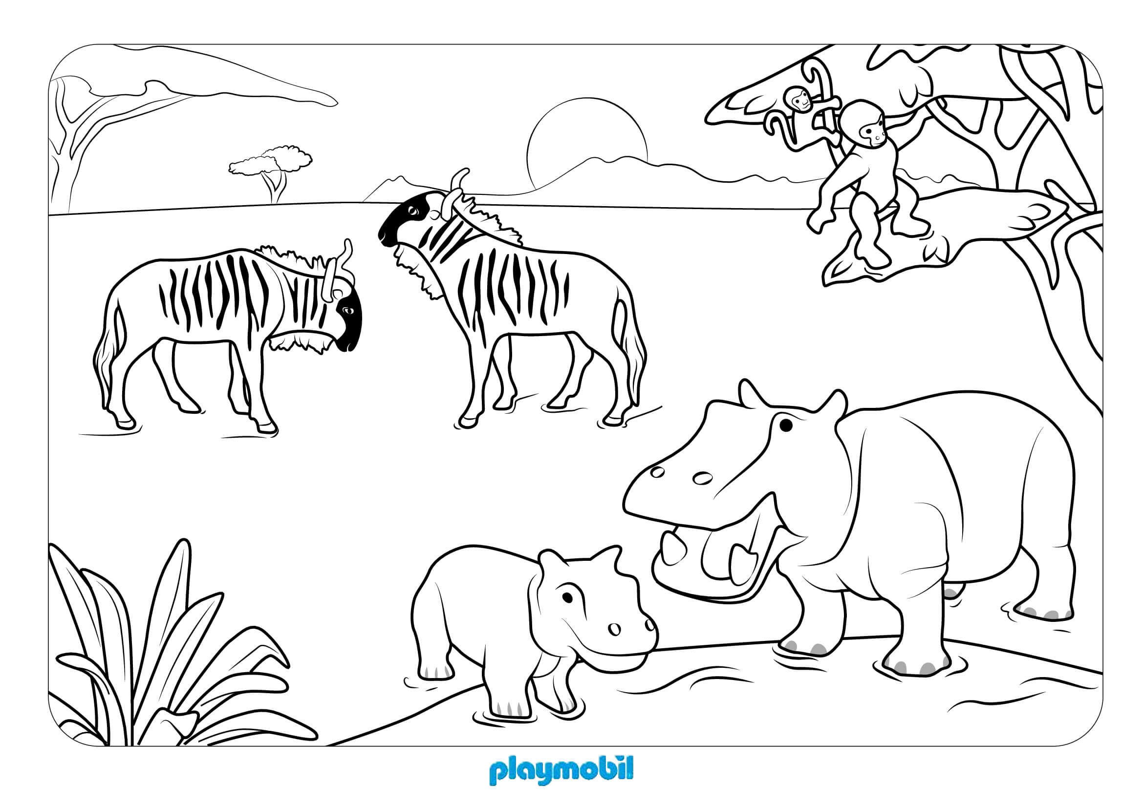 Coloriage Animaux Sauvages 2 - Playmobil à imprimer